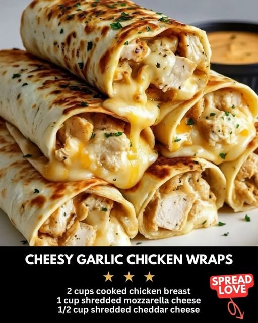 Cheesy Garlic Chicken Wraps